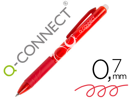 BOLIGRAFO Q-CONNECT RETRACTIL BORRABLE 0,7 MM COLOR ROJO