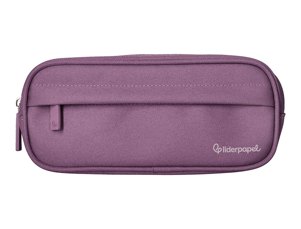 ESTUCHE PORTATODO LIDERPAPEL CLASSIC OVALADO 2 CREMALLERAS CON BOLSILLO DELANTERO 210X90MM MORADO EMPOLVADO