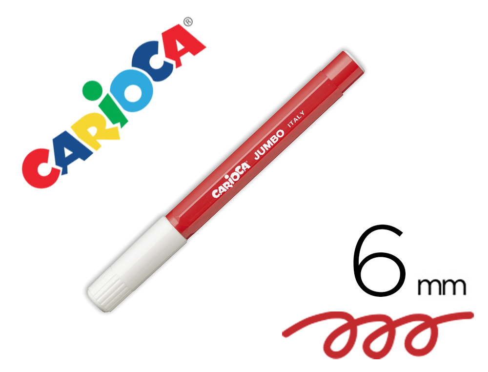 ROTULADOR CARIOCA JUMBO PUNTA GRUESA 6 MM LAVABLE COLOR ROJO
