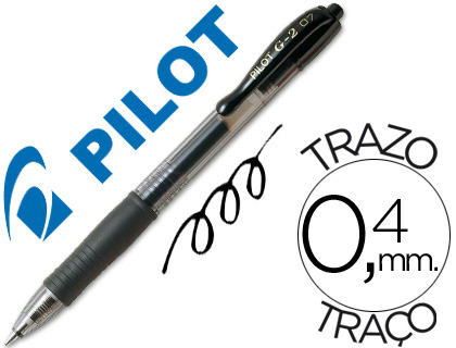 BOLIGRAFO PILOT G-2 NEGRO TINTA GEL RETRACTIL SUJECION DE CAUCHO