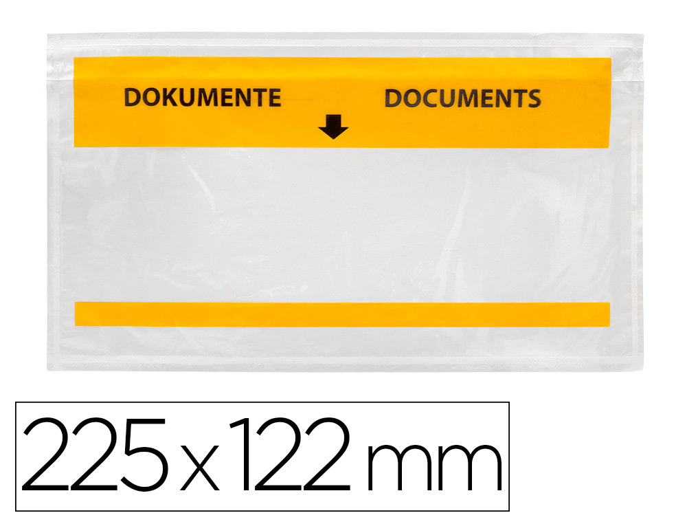 SOBRE AUTOADHESIVO Q-CONNECT PORTADOCUMENTOS MULTILINGUE 225X122 MM VENTANA TOTALMENTE TRANSPARENTE PAQUETE DE 100