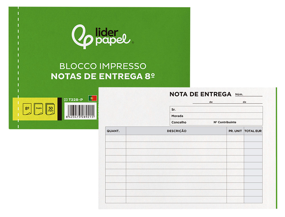 TALONARIO LIDERPAPEL ENTREGAS OCTAVO APAISADO 228 DUPLICADO -TEXTO EN PORTUGUES