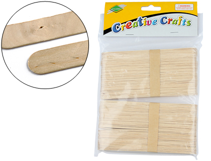 PALILLO PARA MANUALIDADES LIDERPAPEL MADERA COLOR NATURAL 15X2 CM BOLSA DE 100 UNIDADES