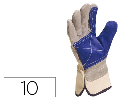 GUANTES DELTAPLUS DOCKER SERRAJE VACUNO REFORZADO IDEAL PARA TRABAJOS INTENSIVO COLOR GRIS-AZUL TALLA 10