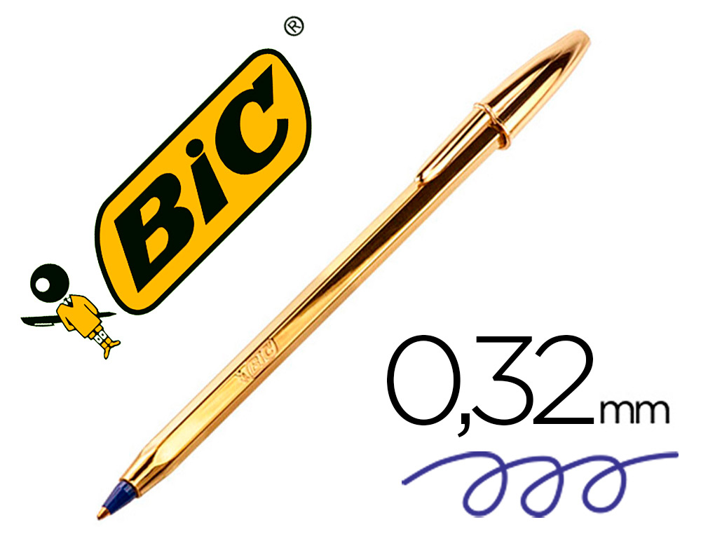 BOLIGRAFO BIC CRISTAL CELEBRATION ORO TINTA AZUL UNIDAD