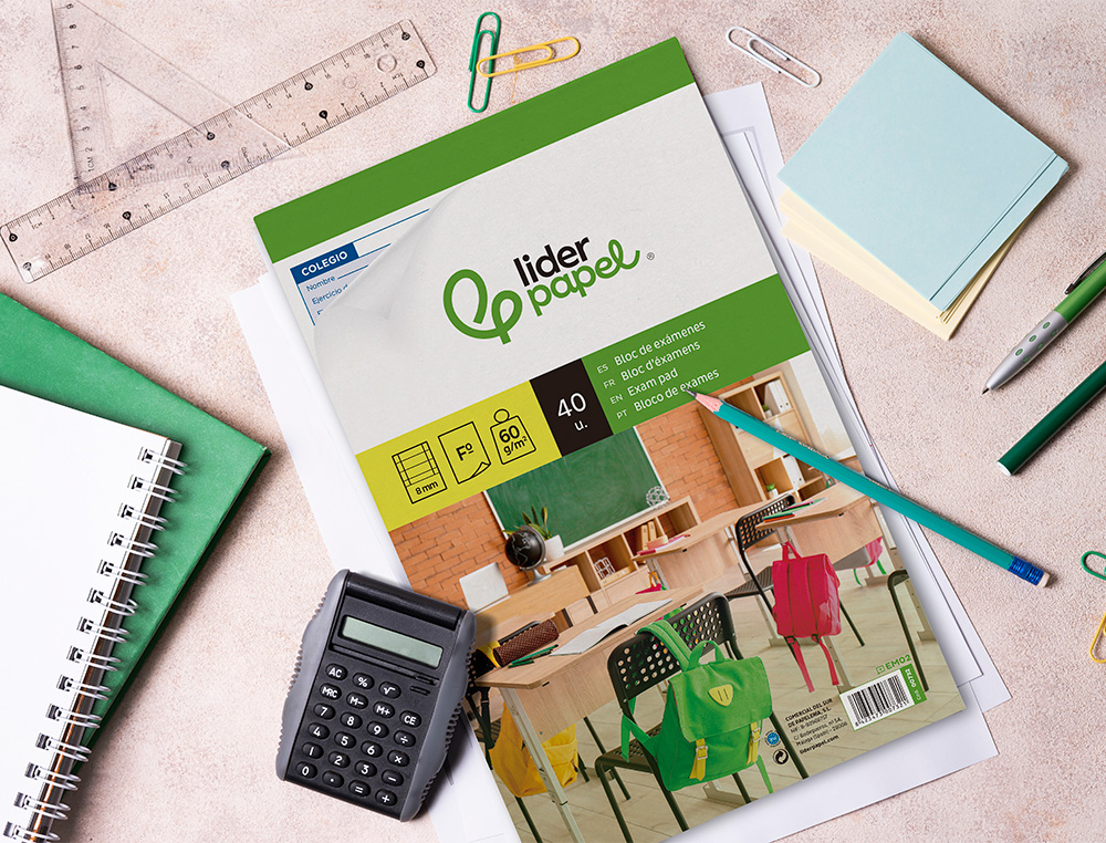 BLOC EXAMENES LIDERPAPEL HORIZONTAL FOLIO 40 HOJAS 60G/M2