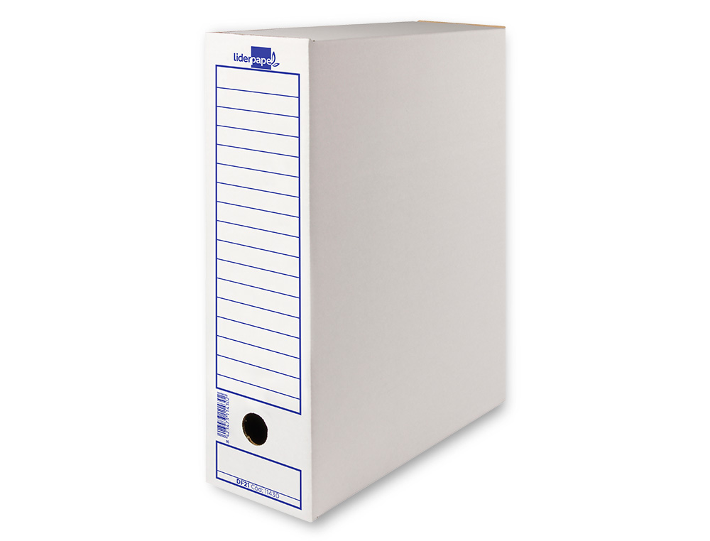 CAJA ARCHIVO DEFINITIVO LIDERPAPEL FOLIO PROLONGADO CARTON RECICLADO 325G/M2 LOMO 116 MM BLANCO 388X116X275 MM