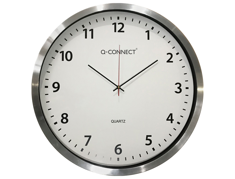 RELOJ Q-CONNECT DE PARED PLASTICO OFICINA REDONDO 50 CM MARCO CROMADO