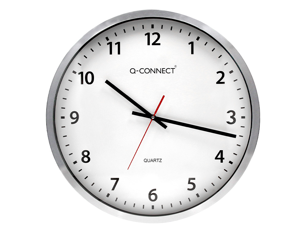 RELOJ Q-CONNECT DE PARED PLASTICO OFICINA REDONDO 50 CM MARCO CROMADO