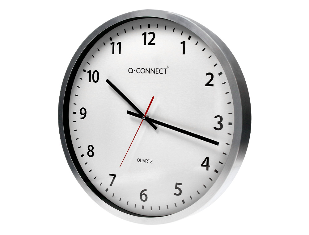 RELOJ Q-CONNECT DE PARED PLASTICO OFICINA REDONDO 50 CM MARCO CROMADO