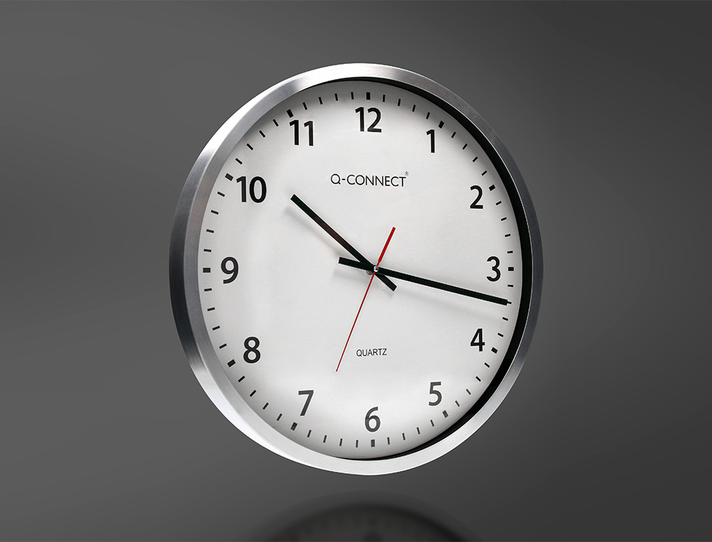 RELOJ Q-CONNECT DE PARED PLASTICO OFICINA REDONDO 50 CM MARCO CROMADO