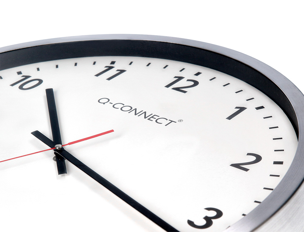 RELOJ Q-CONNECT DE PARED PLASTICO OFICINA REDONDO 50 CM MARCO CROMADO