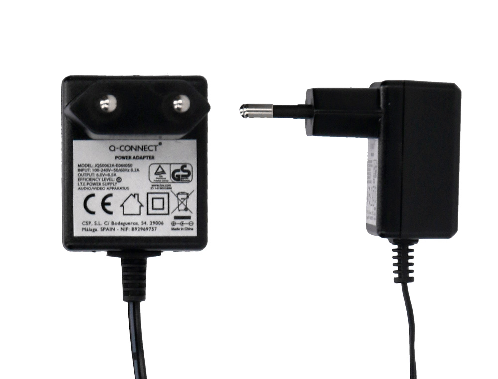 ADAPTADOR DE CORRIENTE Q-CONNECT PARA MODELOS XF36- XF37-XF38 Y KF11213 100 100-240V 50/60HZ 0.2A