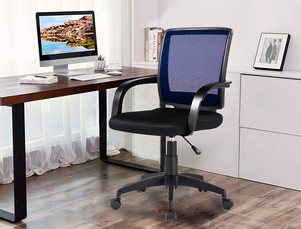 SILLA GIRATORIA Q-CONNECT RESPALDO MEDIO REGULABLE EN ALTURA 900+100X560X570 MM COLOR AZUL