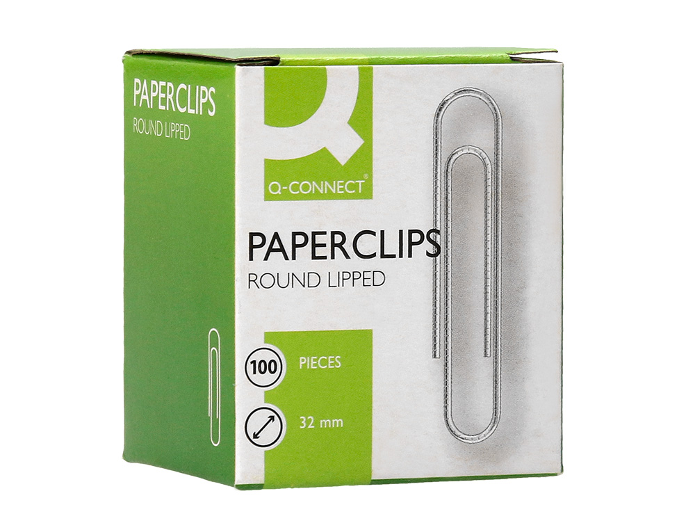 CLIPS NIQUELADOS Q-CONNECT Nº 32 MM CAJA DE 100 UNIDADES