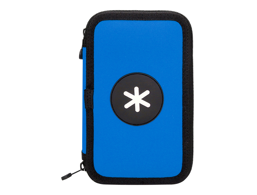 PLUMIER ESCOLAR ANTARTIK DOBLE CREMALLLERA COLOR AZUL 28 PIEZAS