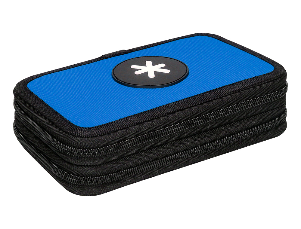 PLUMIER ESCOLAR ANTARTIK DOBLE CREMALLLERA COLOR AZUL 28 PIEZAS