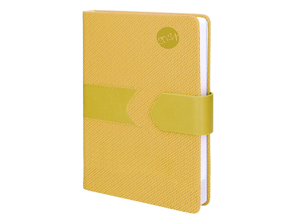AGENDA ENCUADERNADA LIDERPAPEL LIDHOR 15X21 CM 2024 DIA PAGINA COLOR AMARILLO PAPEL 70 GR