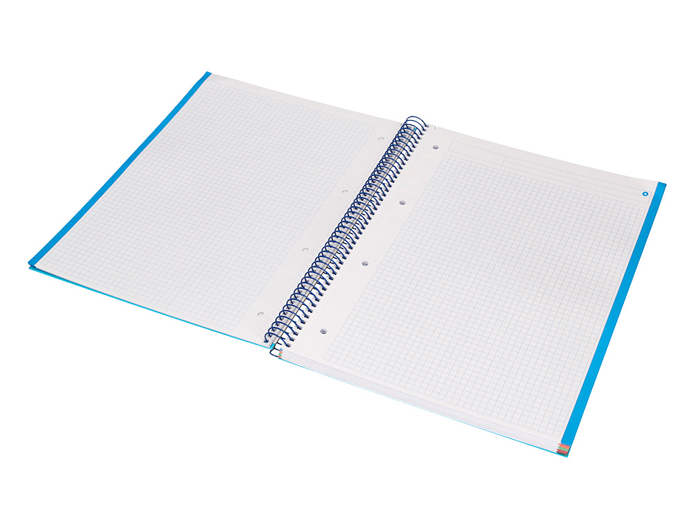 CUADERNO ESPIRAL NAVIGATOR A4 MICRO TAPA FORRADA 120H 80GR CUADRO 5MM 5 BANDAS 4 TALADROS COLOR CELESTE