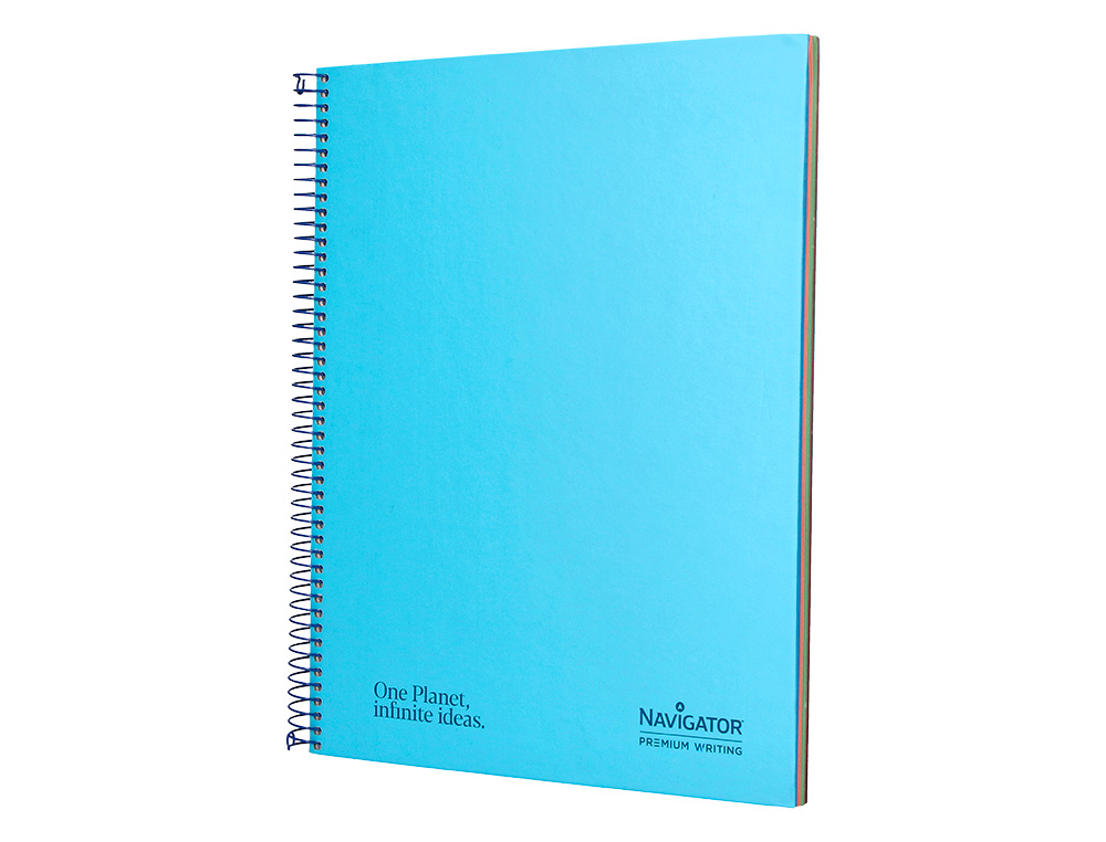 CUADERNO ESPIRAL NAVIGATOR A4 MICRO TAPA FORRADA 120H 80GR CUADRO 5MM 5 BANDAS 4 TALADROS COLOR CELESTE