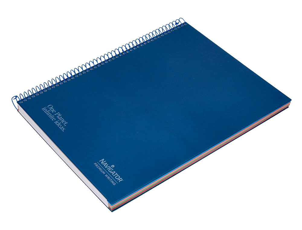 CUADERNO ESPIRAL NAVIGATOR A4 MICRO TAPA FORRADA 120H 80GR HORIZONTAL 5 BANDAS 4 TALADROS COLOR AZUL MARINO