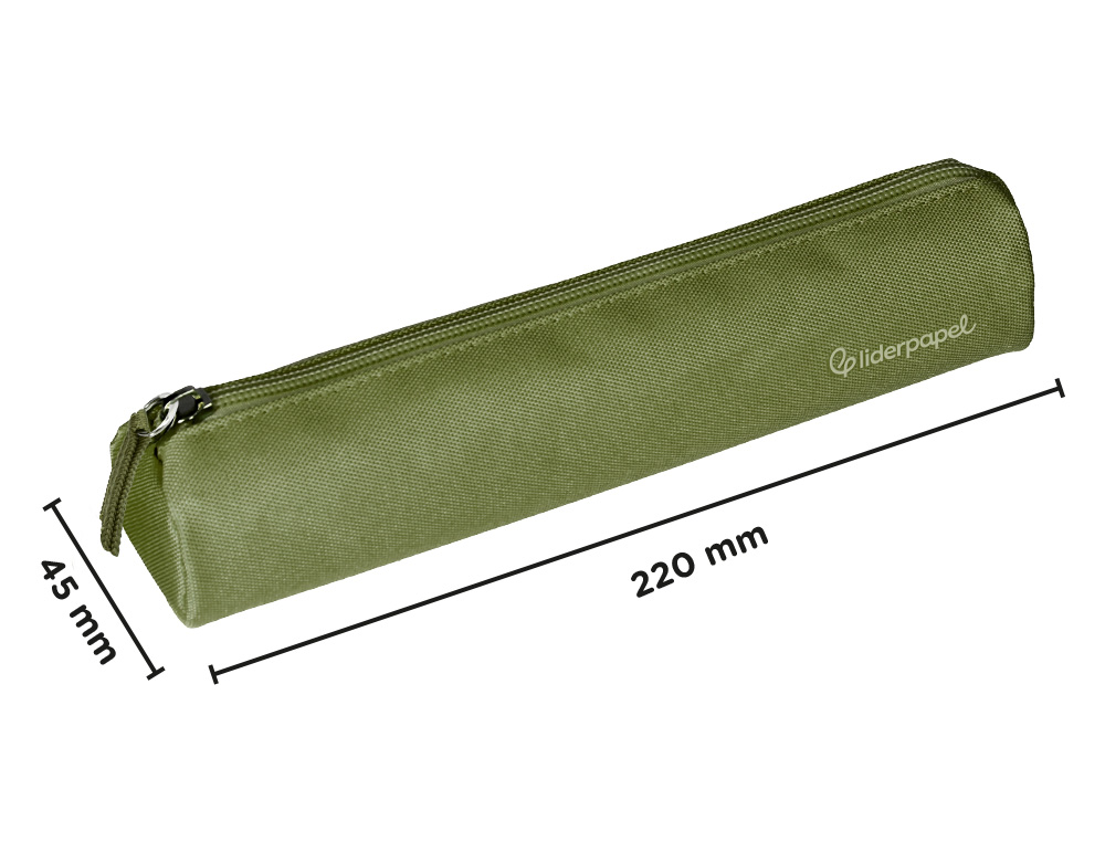 ESTUCHE PORTATODO LIDERPAPEL SLIM CILINDRICO 220X45MM VERDE MILITAR