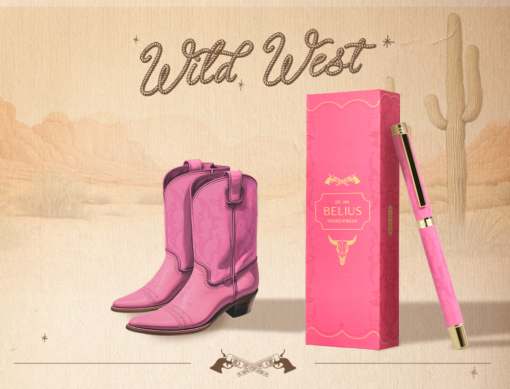 ROLLER BELIUS WILD WEST ALUMINIO COLOR ROSA DORADO TINTA COLOR NEGRO CAJA DE DISEÑO