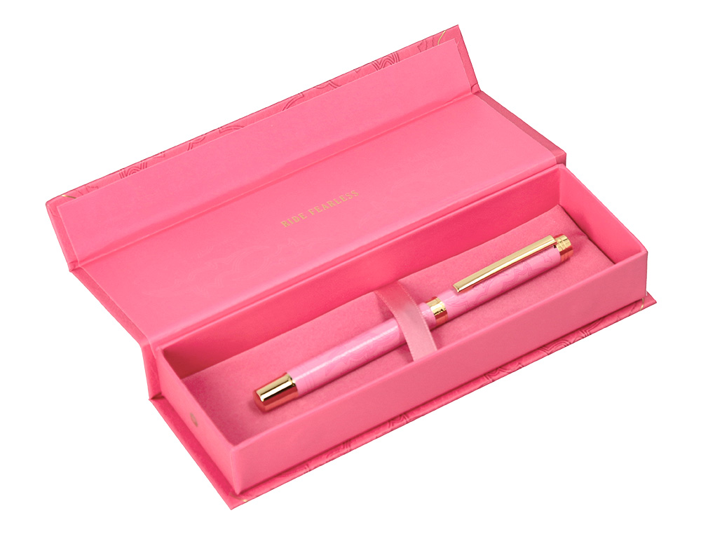 ROLLER BELIUS WILD WEST ALUMINIO COLOR ROSA DORADO TINTA COLOR NEGRO CAJA DE DISEÑO