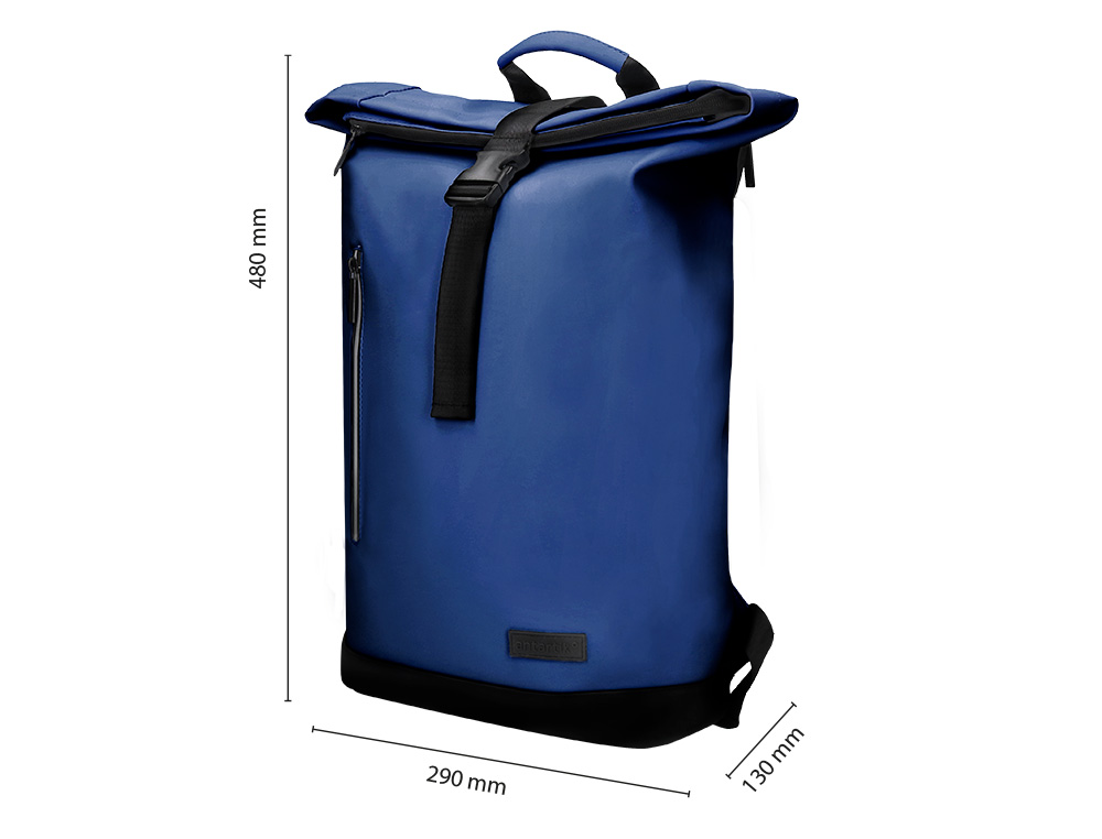 MOCHILA ANTARTIK ROLL PACK WATERPROOF ENROLLABLE GRAN CAPACIDAD AZUL MARINO 480X130X280MM