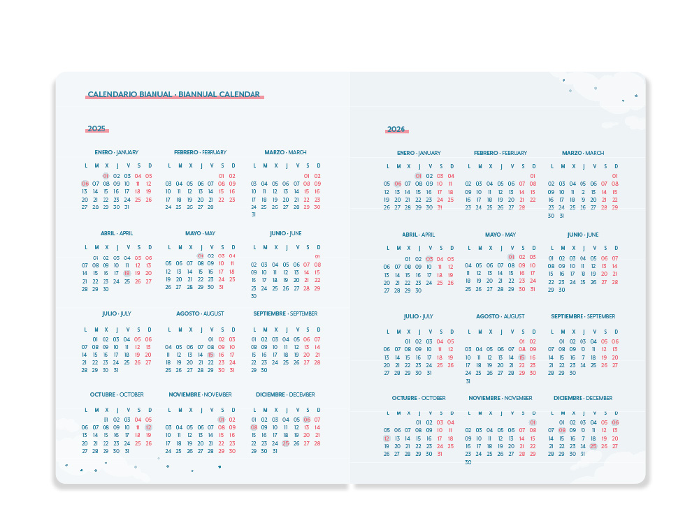 AGENDA ESCOLAR LIDERPAPEL 25-26 ESPIRAL WAVES AZUL OSCURO DIA PAGINA A5 BILINGE PAPEL FSC 80 GR