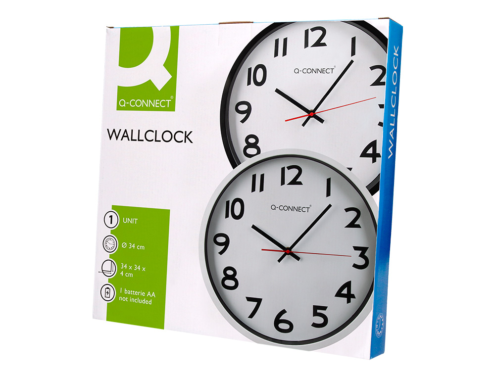 RELOJ Q-CONNECT DE PARED PLASTICO OFICINA REDONDO 34 CM MARCO BLANCO