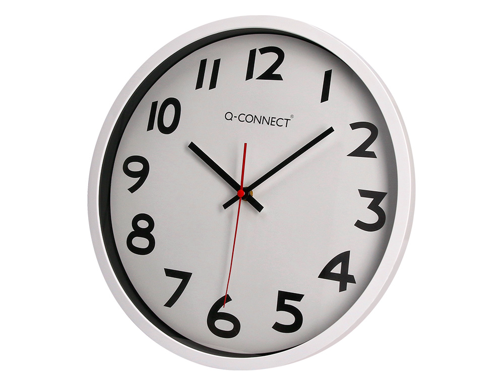 RELOJ Q-CONNECT DE PARED PLASTICO OFICINA REDONDO 34 CM MARCO BLANCO