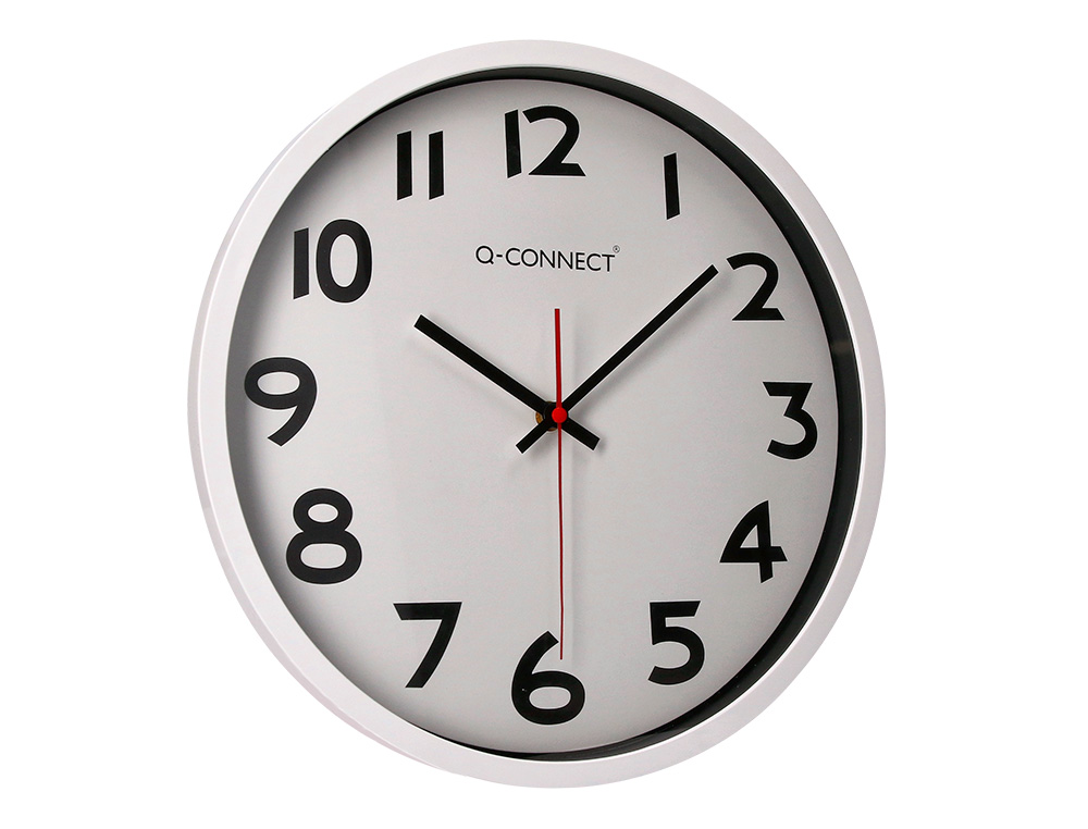 RELOJ Q-CONNECT DE PARED PLASTICO OFICINA REDONDO 34 CM MARCO BLANCO