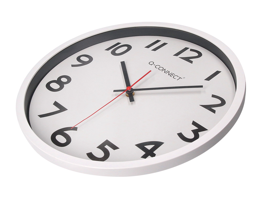 RELOJ Q-CONNECT DE PARED PLASTICO OFICINA REDONDO 34 CM MARCO BLANCO