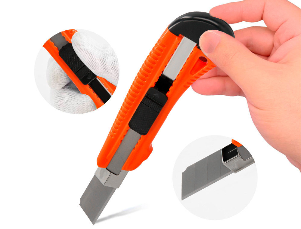 CUTER Q-CONNECT PLASTICO ANCHO RETRACTIL CUCHILLA 18 MM XD-38 BLISTER 1 UNIDAD