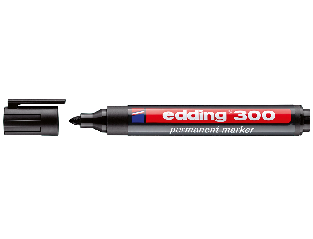 ROTULADOR EDDING MARCADOR PERMANENTE 300 NEGRO PUNTA REDONDA 1,5-3 MM RECARGABLE
