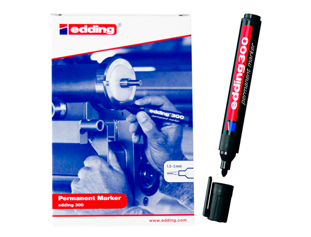 ROTULADOR EDDING MARCADOR PERMANENTE 300 NEGRO PUNTA REDONDA 1,5-3 MM RECARGABLE