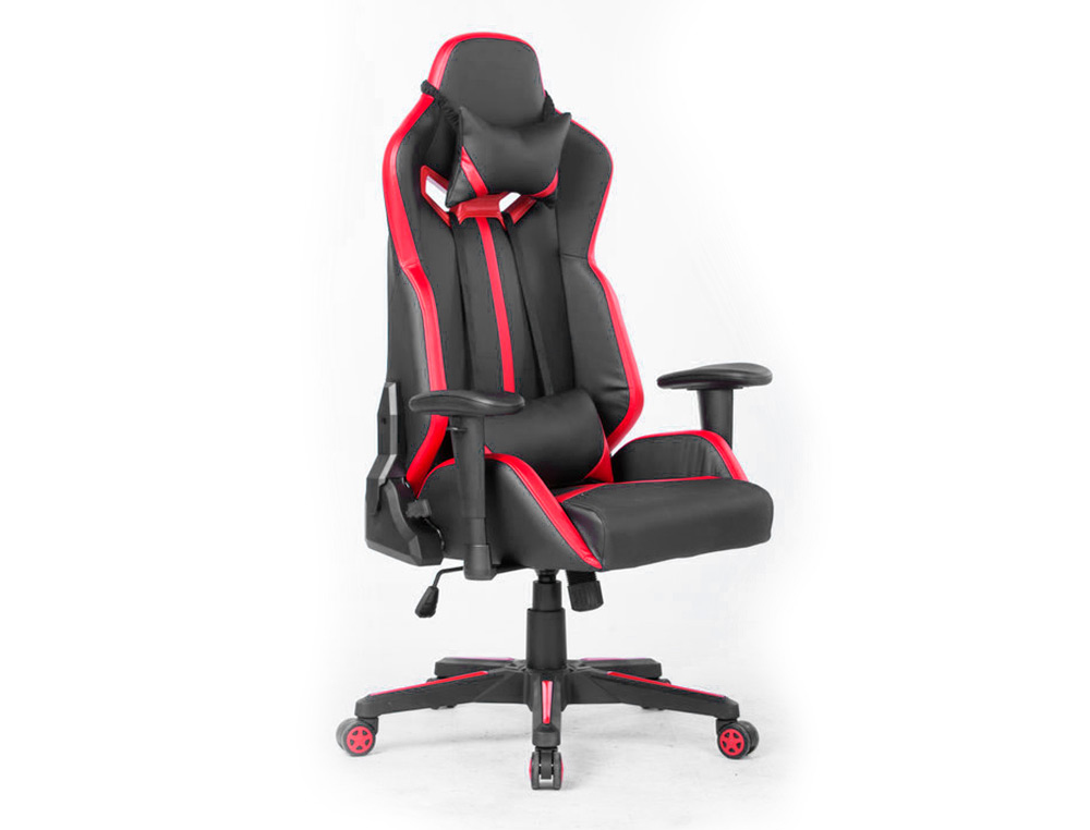 SILLA Q-CONNECT GAMING CHAIR GIRATORIA SIMILPIEL REGULABLE EN ALTURA COLOR NEGRO ROJO 1260+950X570X670 MM