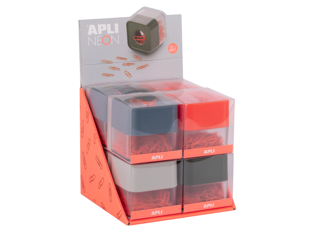 PORTACLIPS APLI NEON EXPOSITOR DE 8 UNIDADES COLORES SURTIDOS